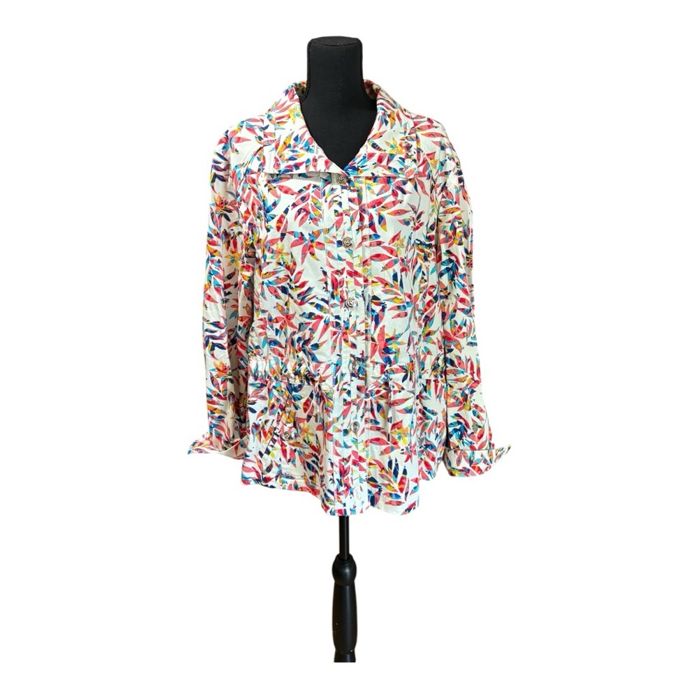 Drapers & Damon’s Vibrant Multicolor Leaf Print Women's Button Down Shirt